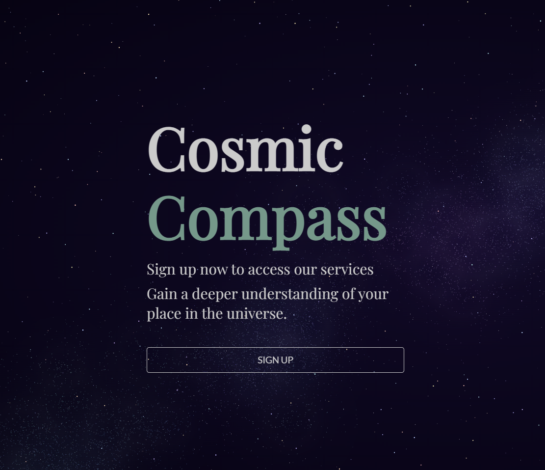 Cosmic Compass Signup page
