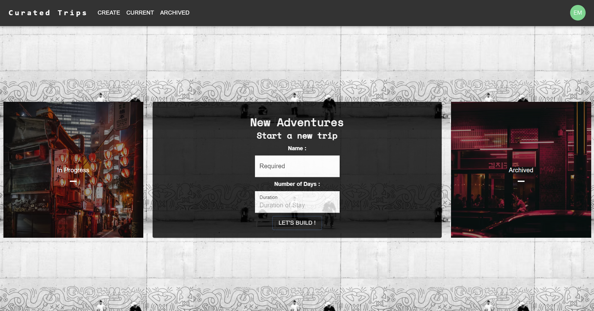  Curated Trips app archived page